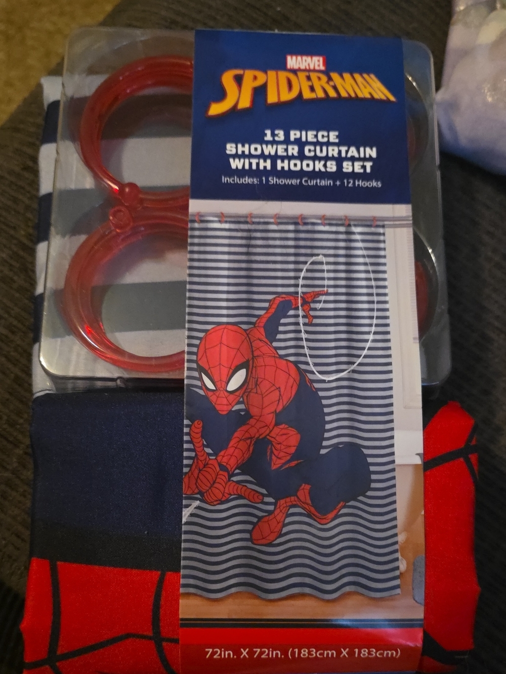 Spiderman Shower Curtain with Hooks - 13 Piece Set